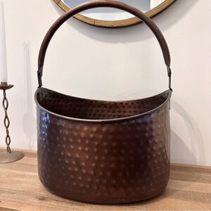 Mudpie Hammered Metal Copper Color Beverage Bucket Large 15 X 21 W Handle Heavy